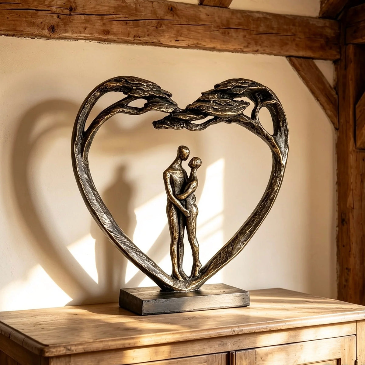 Standing Couple in Heart Tree Sculpture | Luxury Contemporary Home Décor