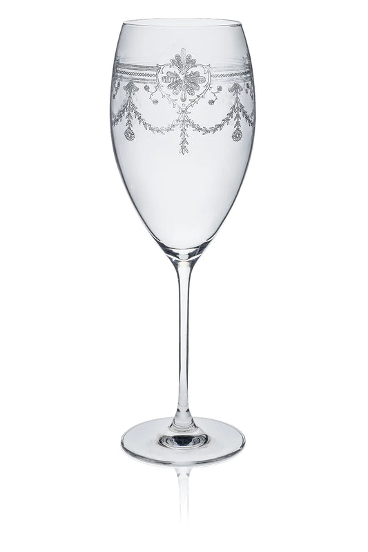 Grace Victorian Large Etched Wine Glass – Elegant Vintage-Inspired Glassware
