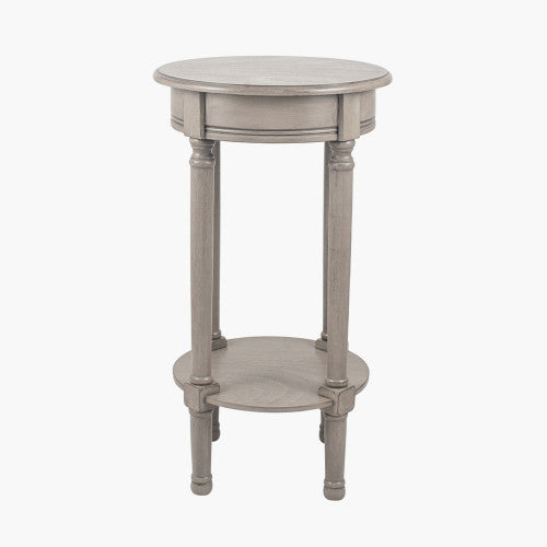 Heritage Taupe Pine Wood Round Accent Table K/D