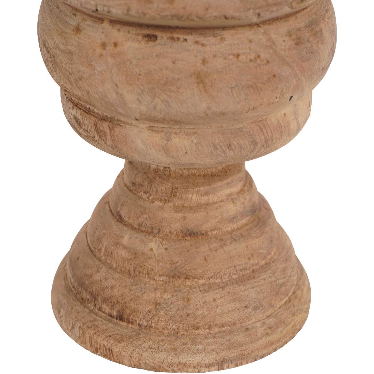 Hand-Carved Wooden Finial Sculpture - Small