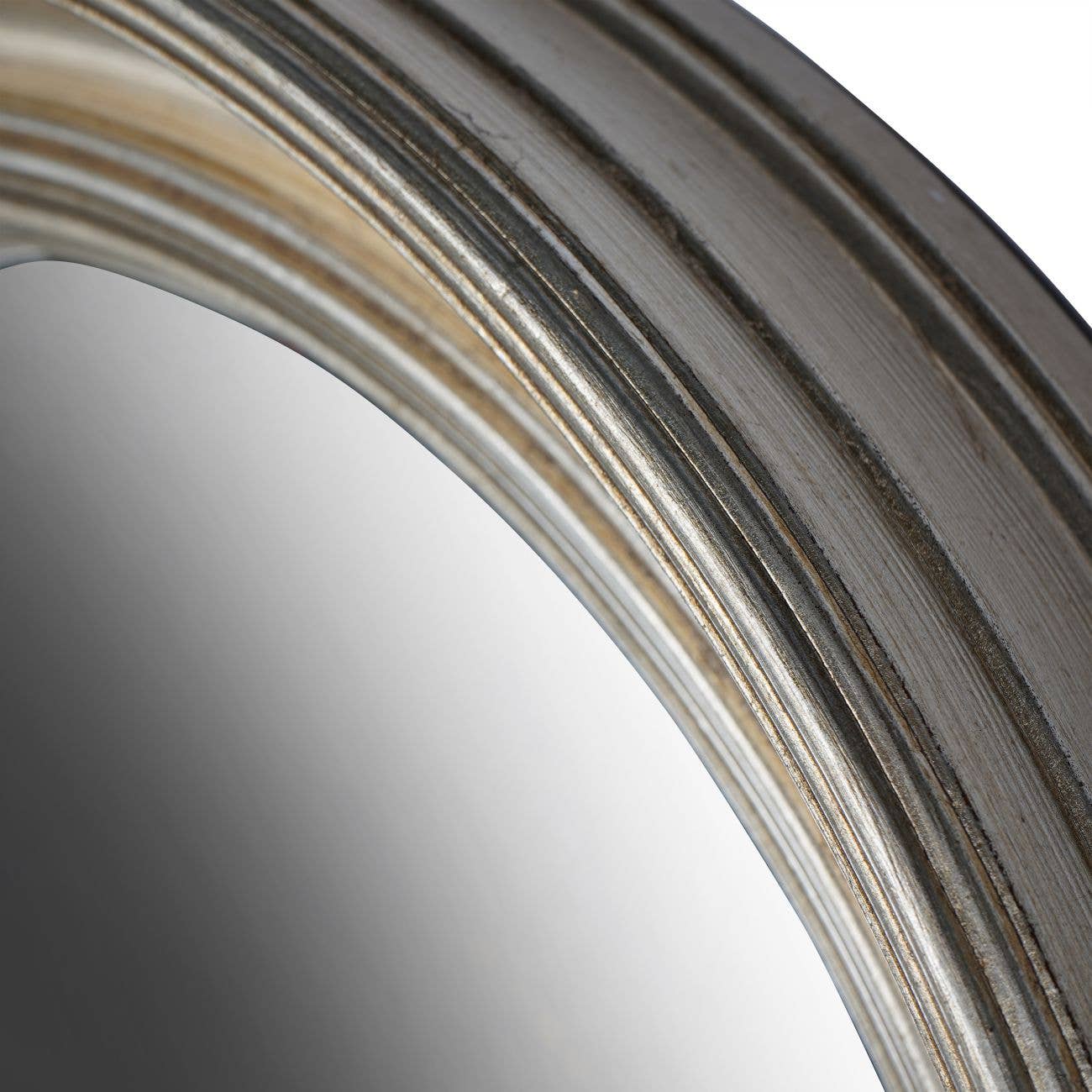 Round Convex Mirror – 50cm | Elegant Silver Wooden Frame