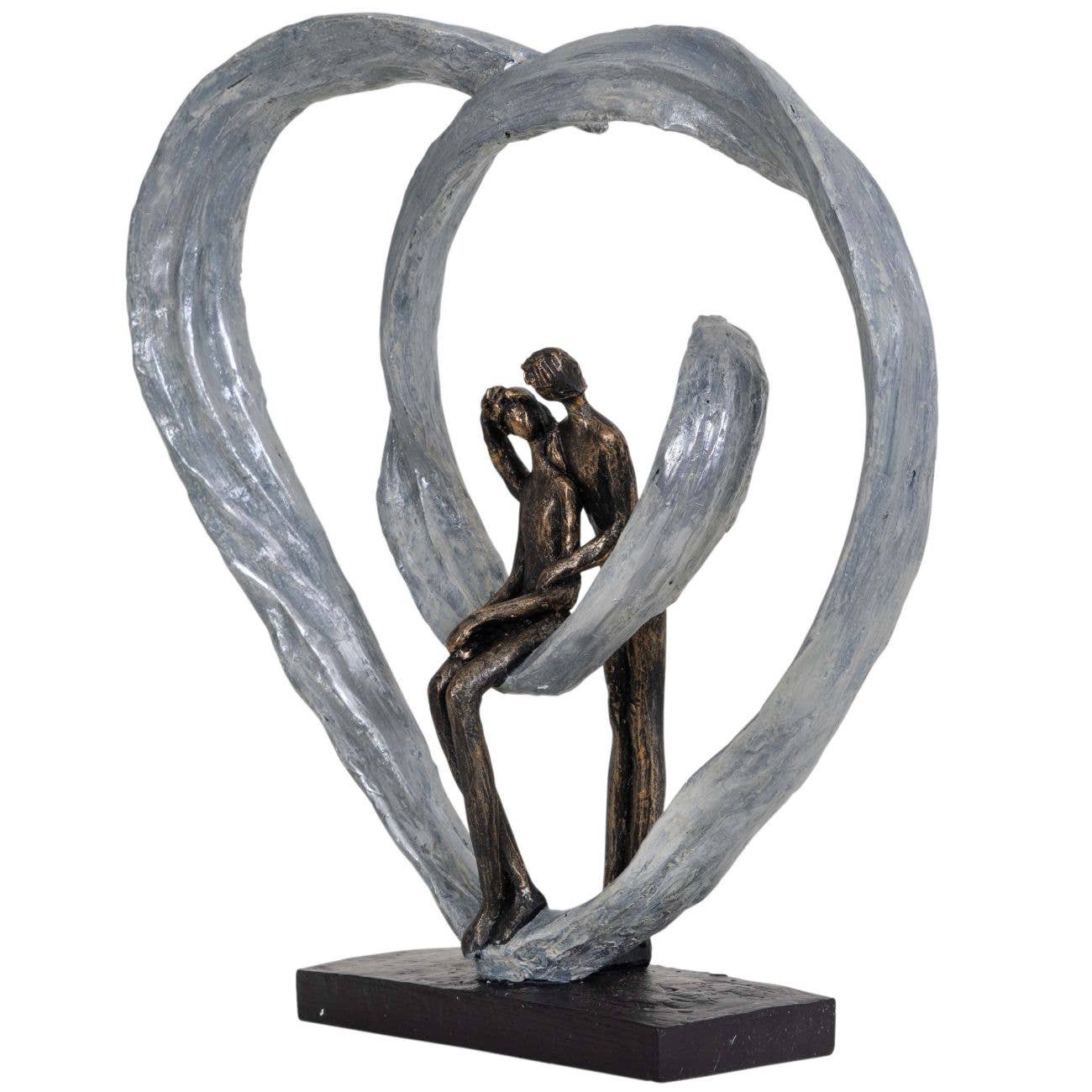 Love Sculpture in Circular Heart – Bronze | Woodcock and Cavendish