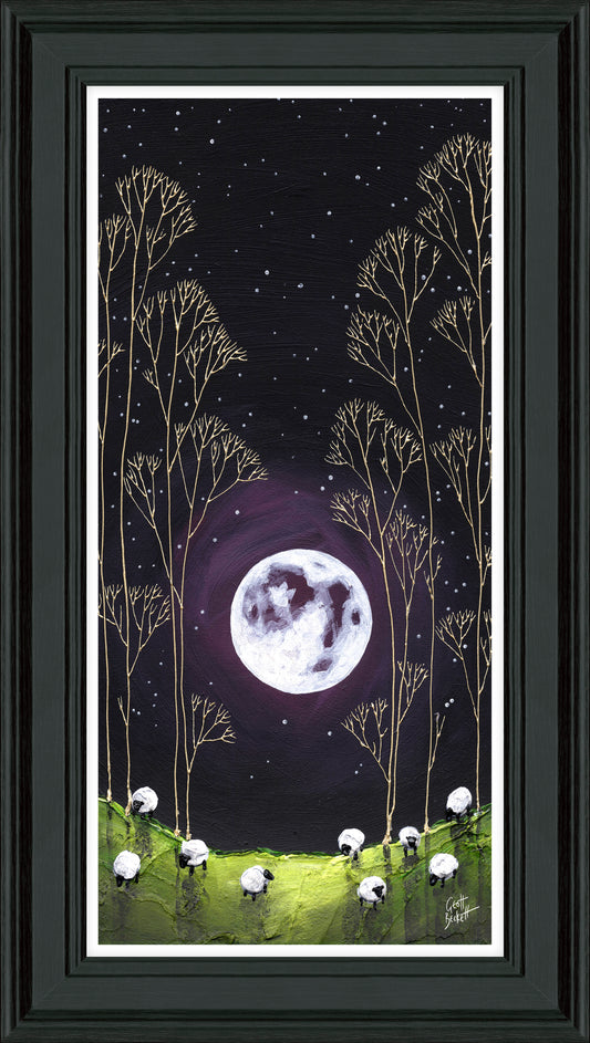 Bright Night – Quirky Framed Acrylic Landscape by Geoff Beckett