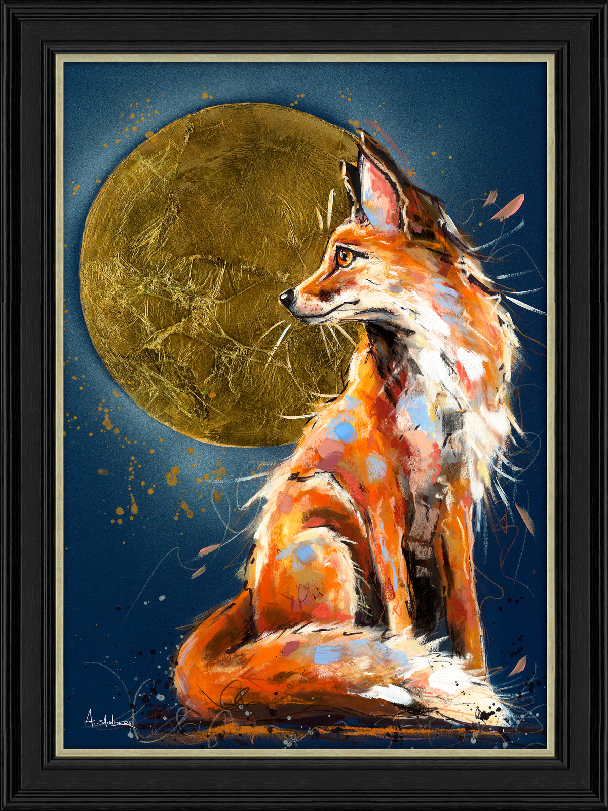 Moon Gazing Fox | Original Artwork by Ashley Saunders