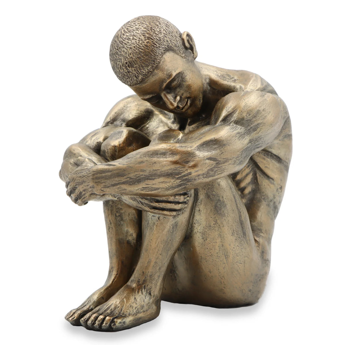 Antiqued Bronze Effect Male Figure Sculpture | Luxury Contemporary Home Décor