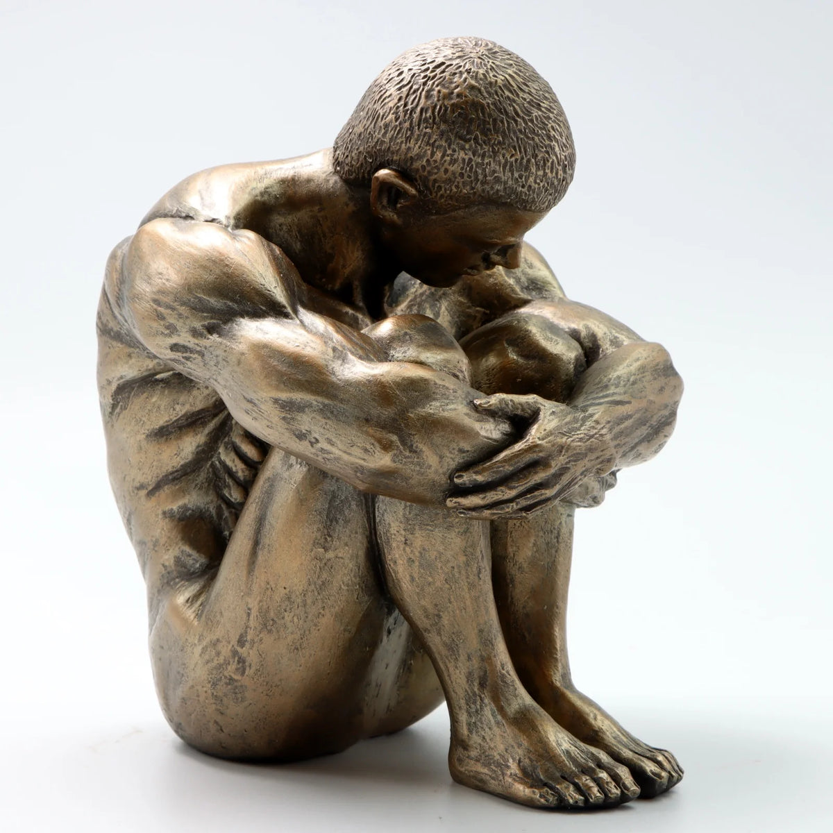 Antiqued Bronze Effect Male Figure Sculpture | Luxury Contemporary Home Décor