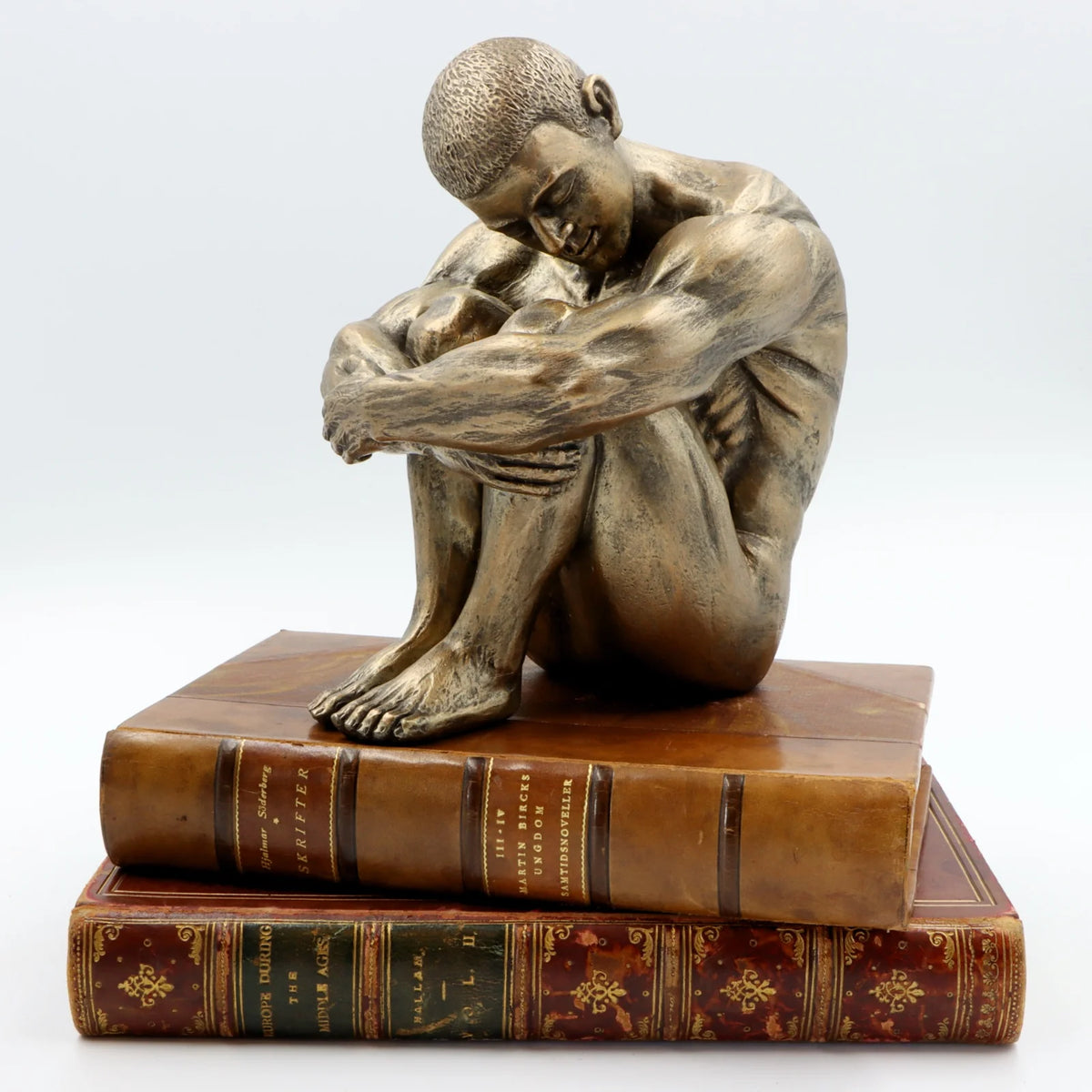 Antiqued Bronze Effect Male Figure Sculpture | Luxury Contemporary Home Décor