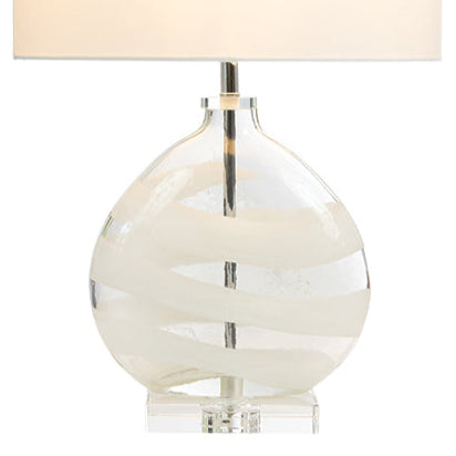Art Glass Table Lamp with White Oval Shade