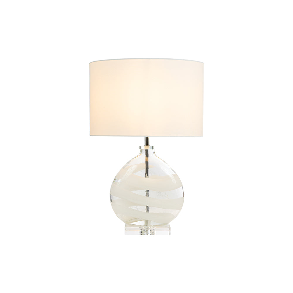 Art Glass Table Lamp with White Oval Shade