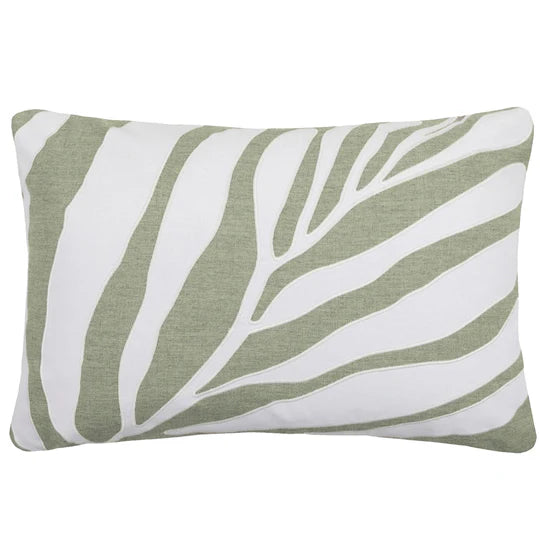 Bamboo Embroidered Cushion – Limestone | 60 x 40cm | Duck Feather Filled