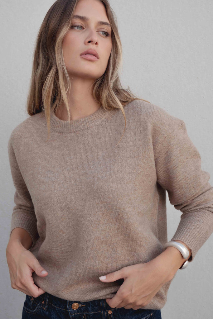 Basic Knit Jersey Sweater – Round Neck & Long Sleeves