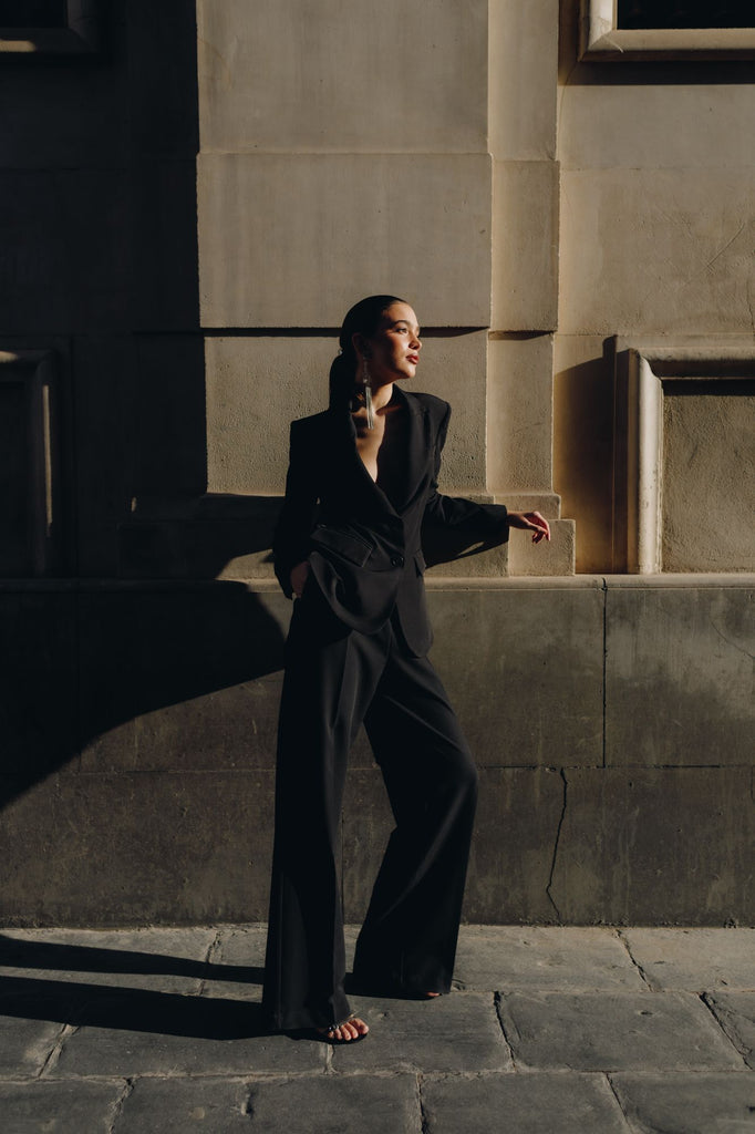 Black Long Pleated Pants