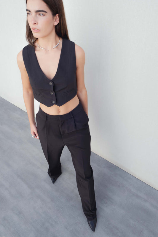 Black Long Pleated Pants