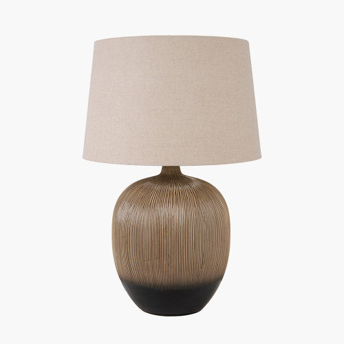 Black & Natural Ombre Ceramic Table Lamp with Tapered Shade – Scandi-Style Lighting