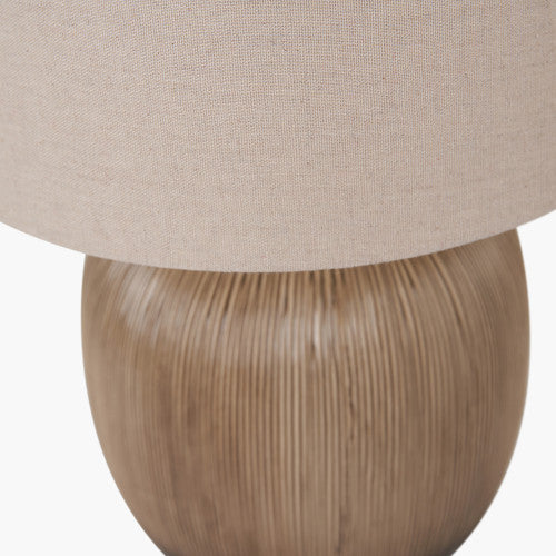 Black & Natural Ombre Ceramic Table Lamp with Tapered Shade – Scandi-Style Lighting