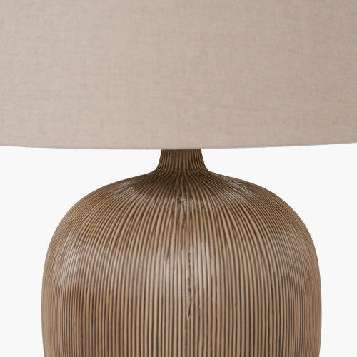 Black & Natural Ombre Ceramic Table Lamp with Tapered Shade – Scandi-Style Lighting