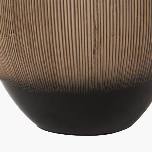 Black & Natural Ombre Ceramic Table Lamp with Tapered Shade – Scandi-Style Lighting