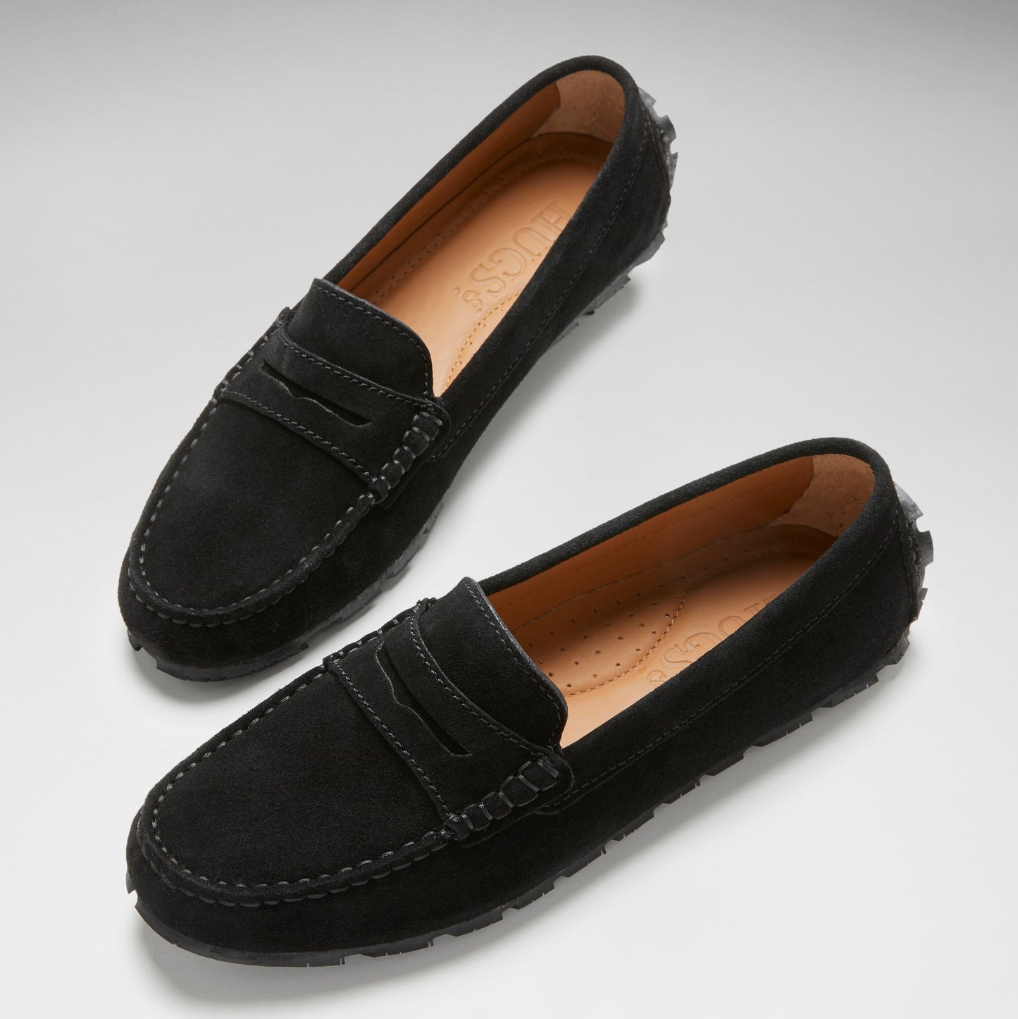 Black Women’s Tyre Sole Penny Loafers – Sustainable Luxury Suede Shoes