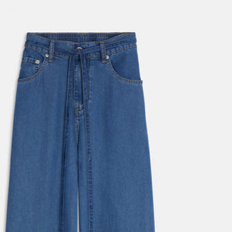 Blue Wide-Leg Tie Jeans: Sustainable Style & Comfort