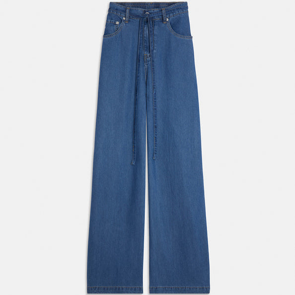 Blue Wide-Leg Tie Jeans: Sustainable Style & Comfort