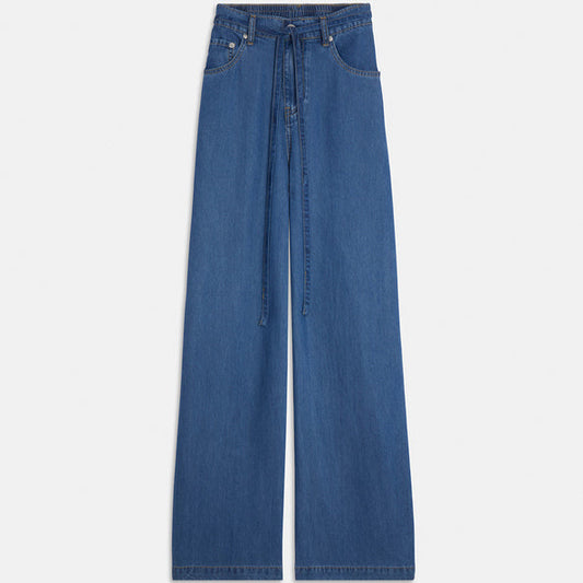 Blue Wide-Leg Tie Jeans: Sustainable Style & Comfort