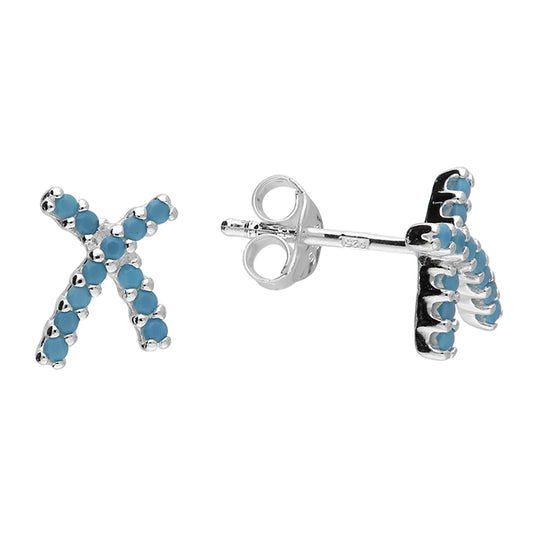 Bow Style Stud Earrings with Synthetic Turquoise Beads | Elegant & Timeless