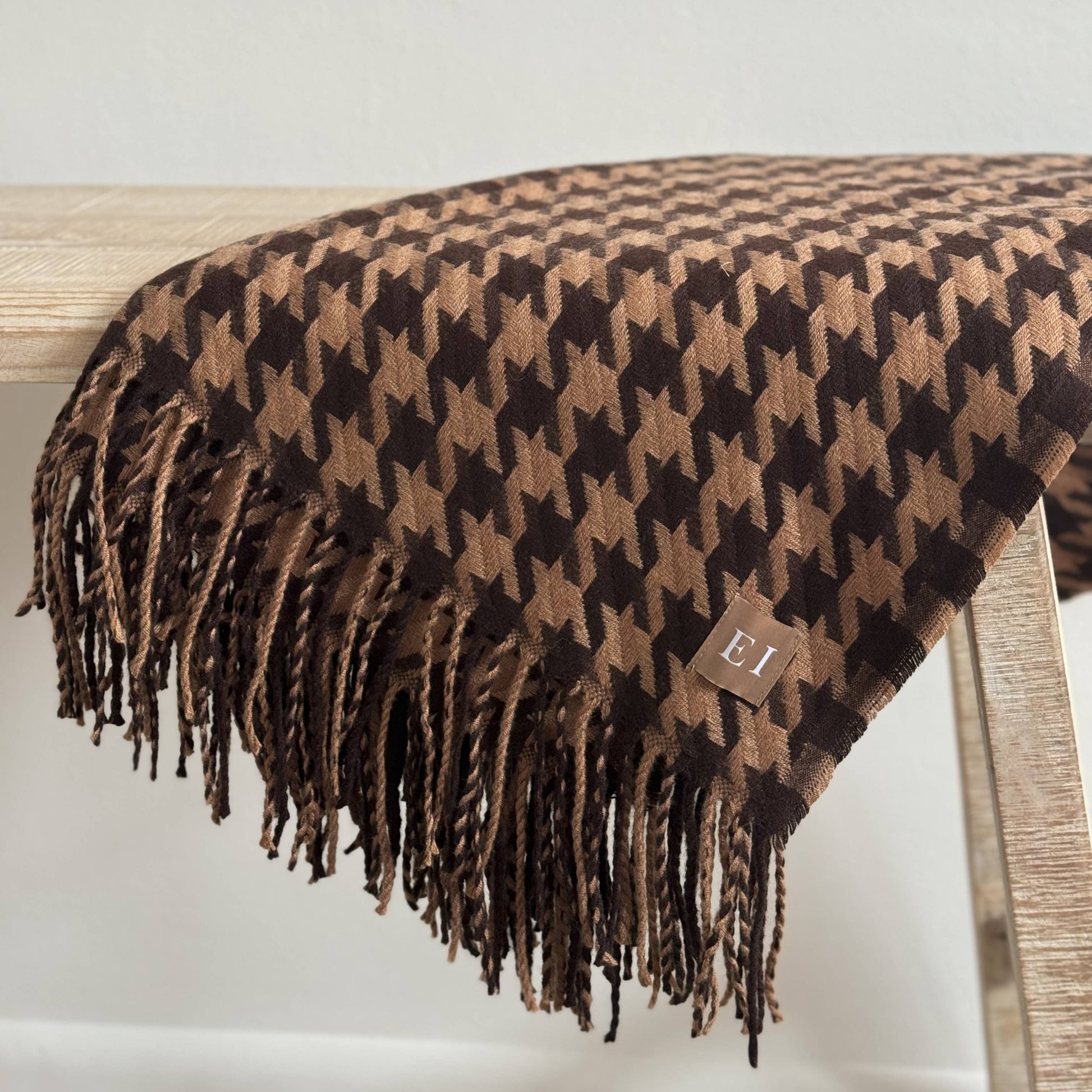 Brown & Rust Tassel Edge Throw – 170 x 120 cm | Soft 100% Polyester