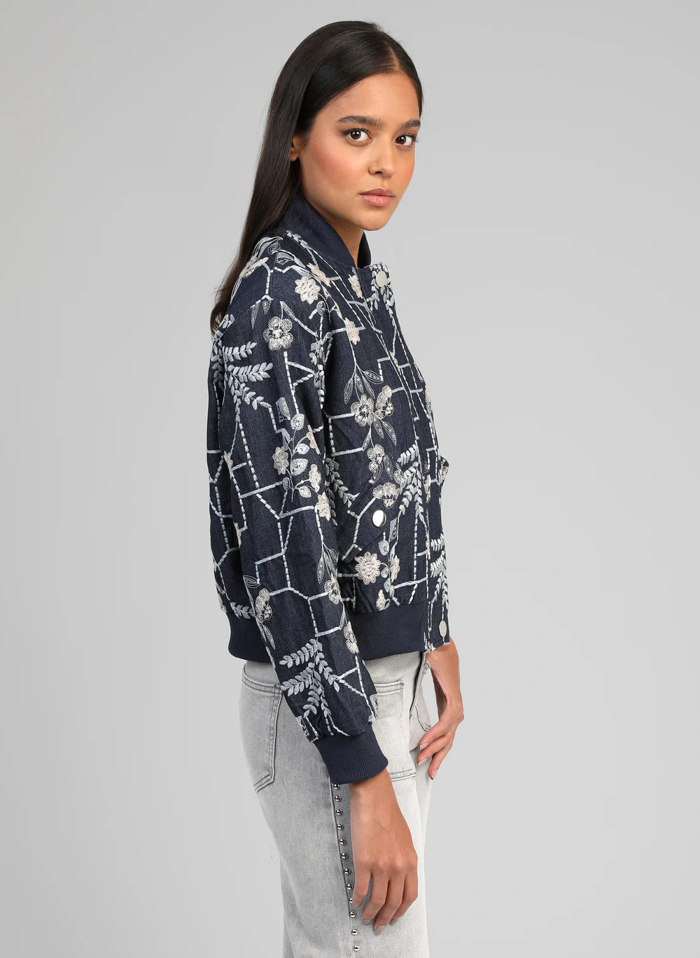 Indigo Jacquard Knit Oversized Jacket by An'ge