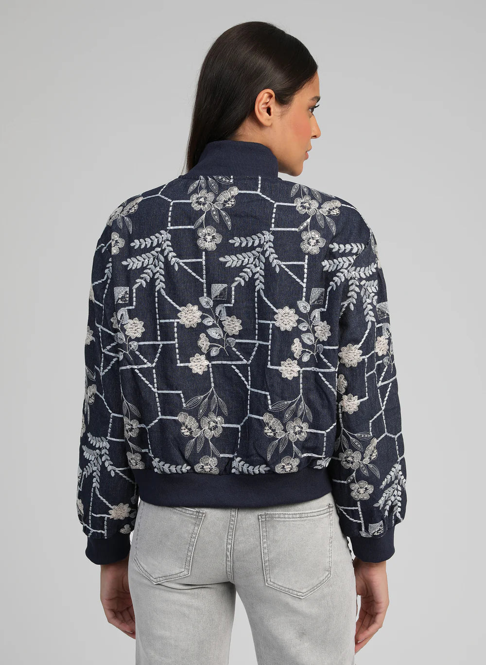 Indigo Jacquard Knit Oversized Jacket by An'ge