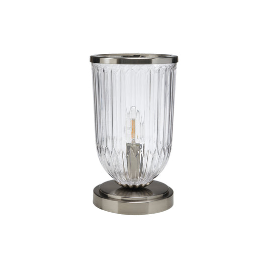Clear Ribbed Glass Uplighter in Antique Chrome