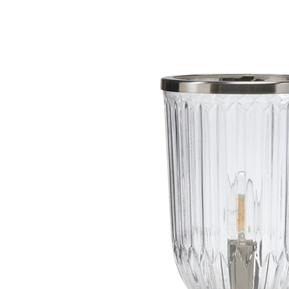 Clear Ribbed Glass Uplighter in Antique Chrome