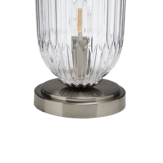 Clear Ribbed Glass Uplighter in Antique Chrome