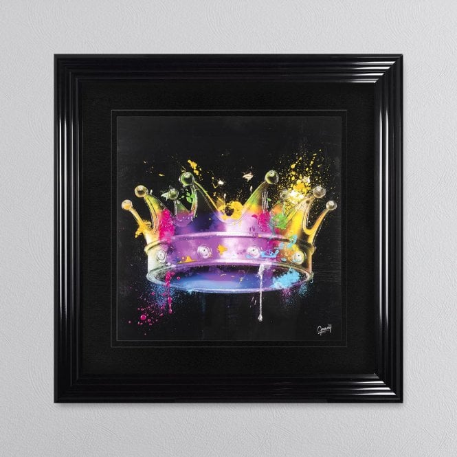 Colourful King Crown Framed Wall Art by Greavesy – Hand Embellished | 55cm x 55cm