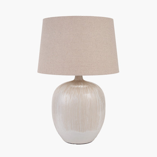 Cream to Natural Ombre Ceramic Table Lamp with Tapered Shade – Scandi-Style Lighting