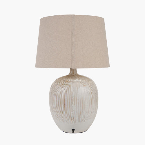 Cream to Natural Ombre Ceramic Table Lamp with Tapered Shade – Scandi-Style Lighting