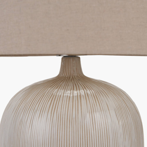 Cream to Natural Ombre Ceramic Table Lamp with Tapered Shade – Scandi-Style Lighting