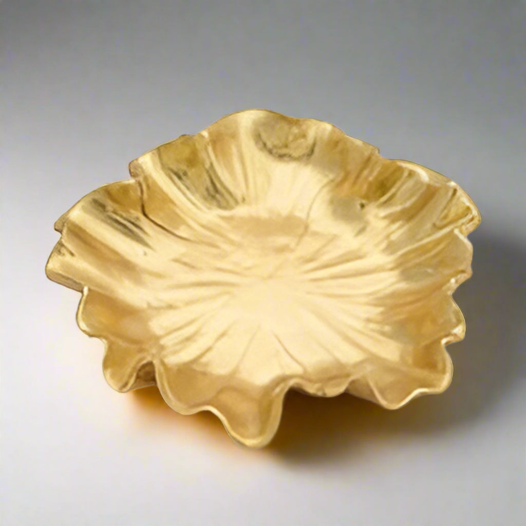 Deco Gold Lustre Leaf Plate-Large | Luxe Statement Piece