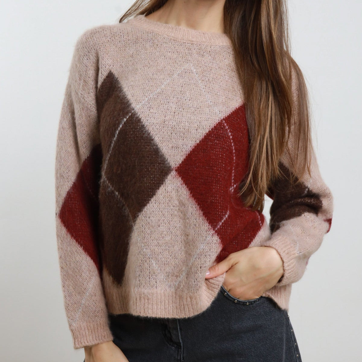 Diamond Jacquard Sweater – One Size