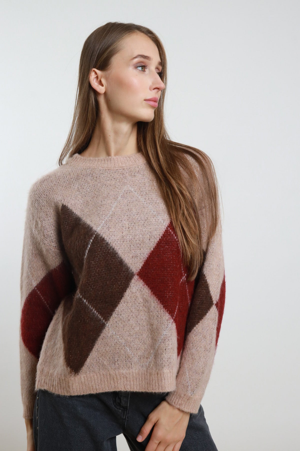 Diamond Jacquard Sweater – One Size