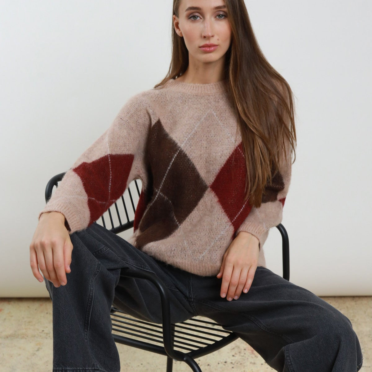 Diamond Jacquard Sweater – One Size