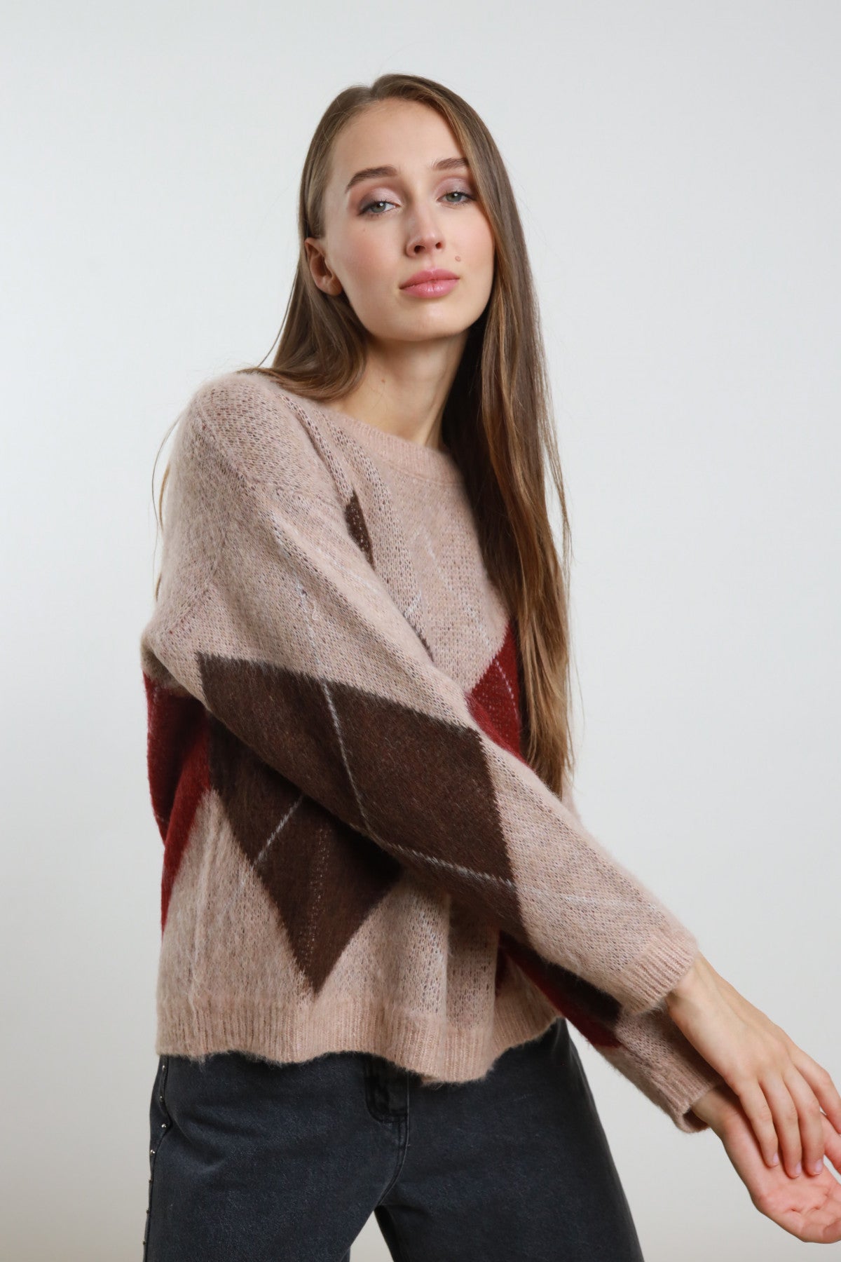 Diamond Jacquard Sweater – One Size