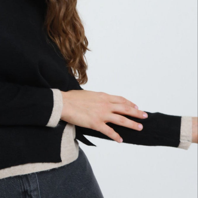 Double-Neck & Hem Sweater – Wool Blend