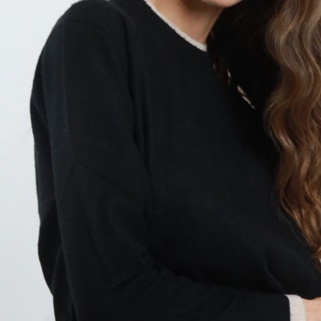 Double-Neck & Hem Sweater – Wool Blend