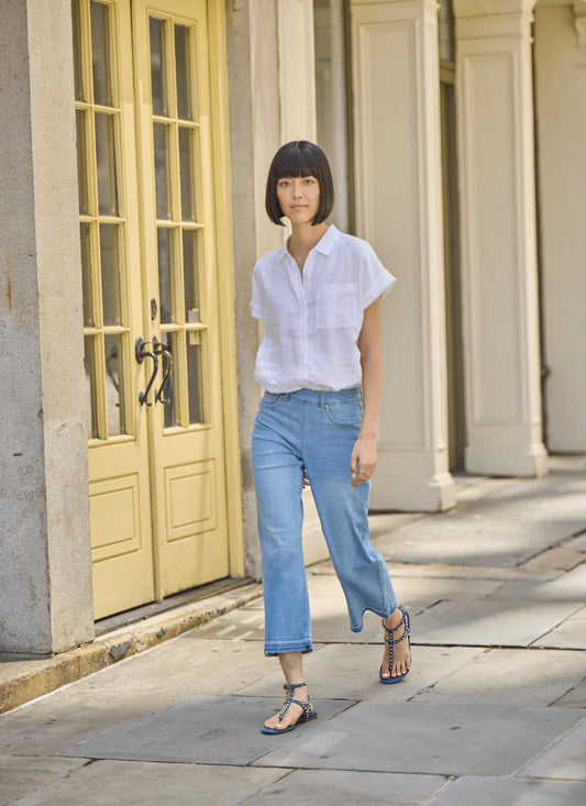 Premium Frances Crop – Authentic Bleached Blue | ‘Holding Power’ Wide-Leg Denim by Lyssé