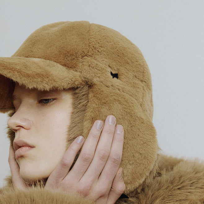 Earflap Cap [Tobacco Brown] – Unisex Leather & Faux Fur Winter Hat