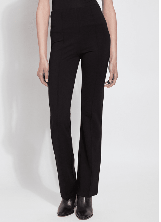 Elysse Fit‑and‑Flare Ponte Pants – Black | 33" Inseam by Lyssé