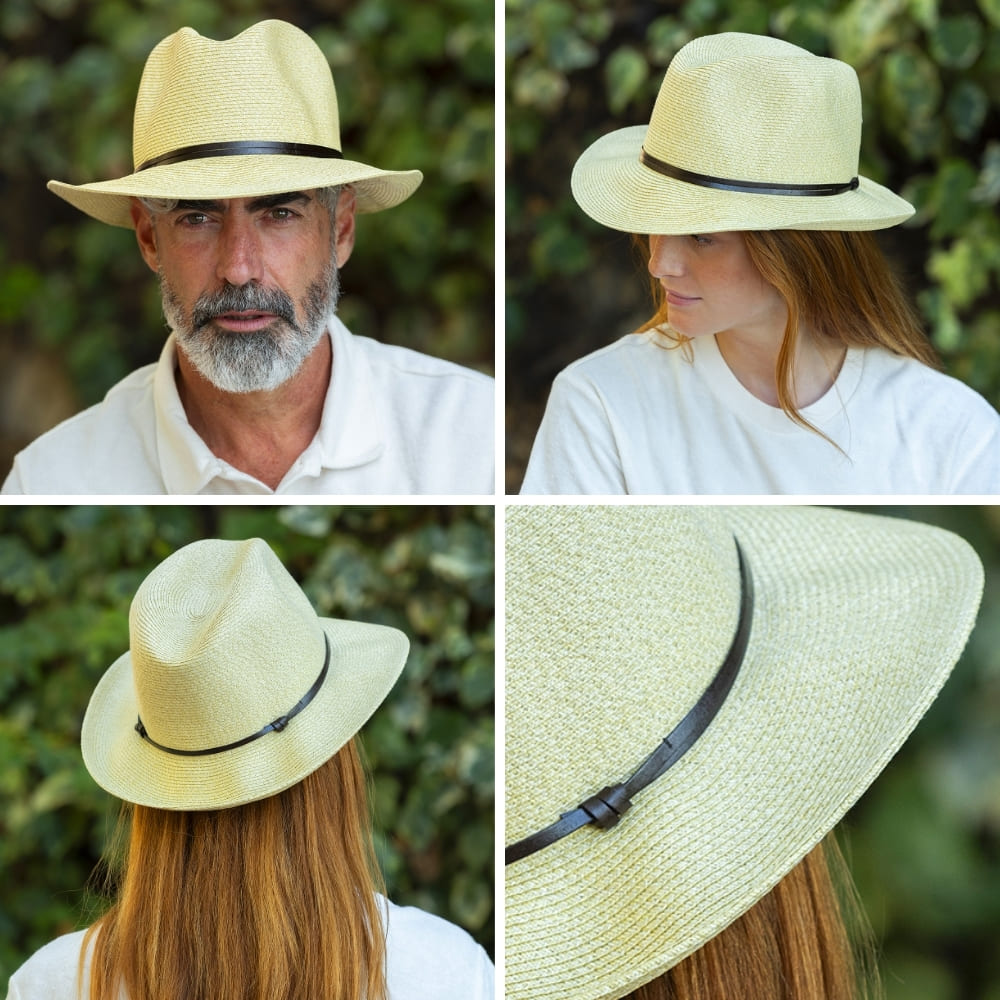 Plaited Paper Hat – Mastic | Luxury Sun Hat with Leather Band