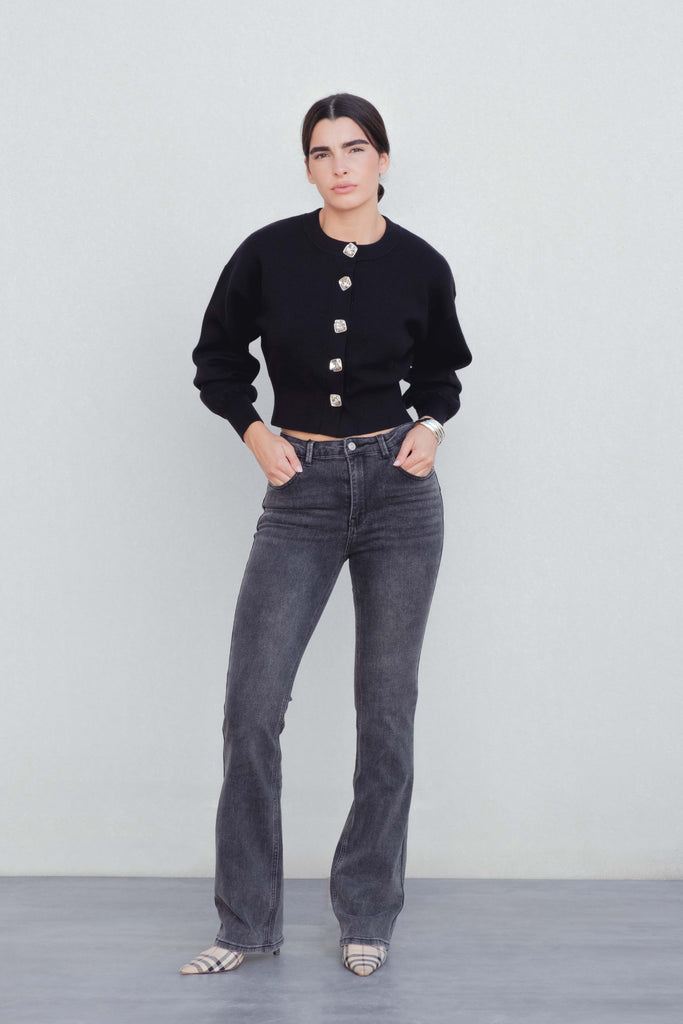 Flare Jeans in Anthracite – Retro-Inspired Stretch Denim