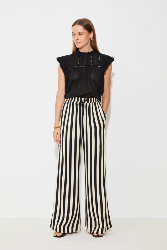 Flowing Wide-Leg Striped Pants