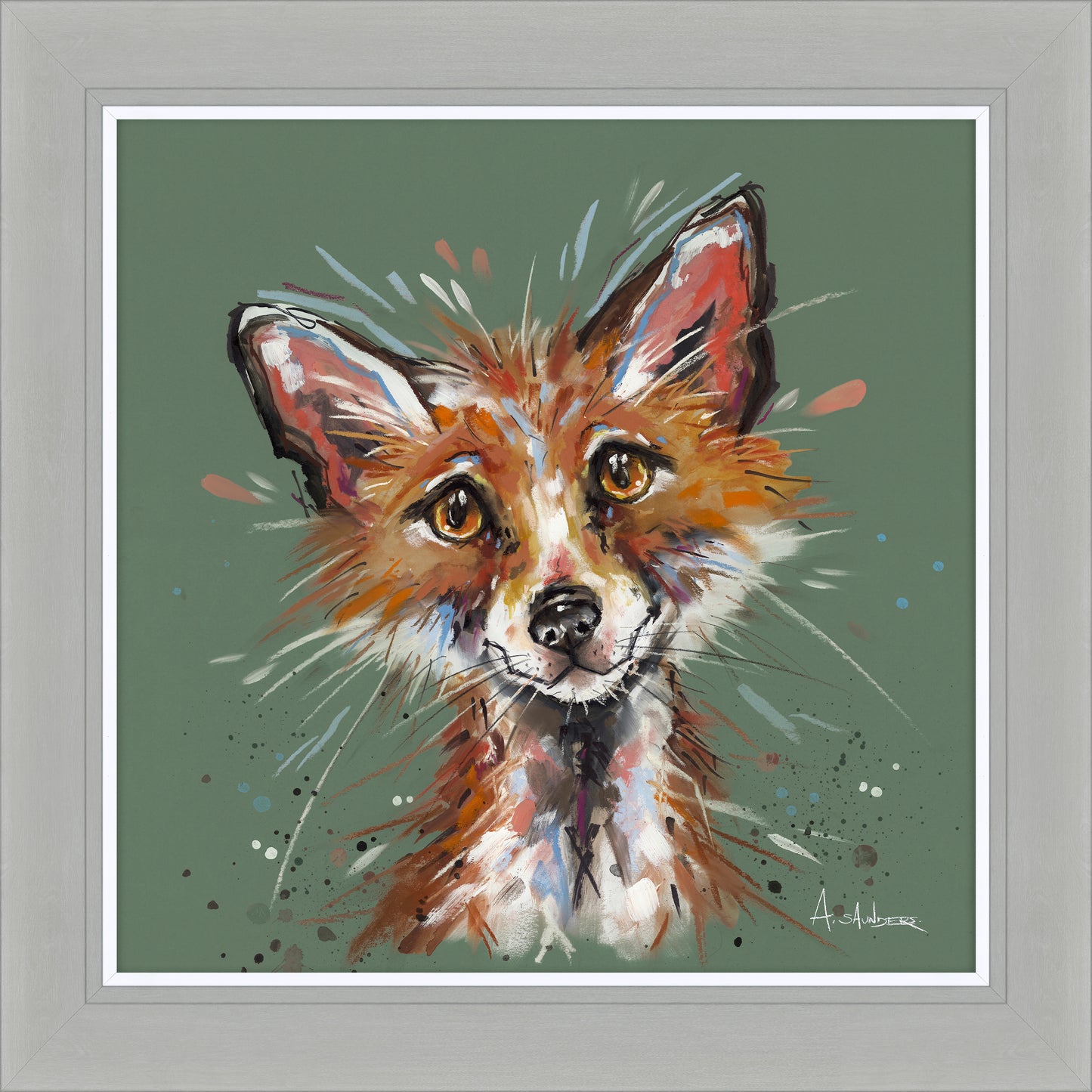 Foxy by Ashley Saunders – 70cm x 70cm Hand-Finished Wall Art